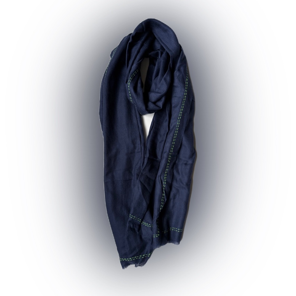 Inoui Toosh Luxe Super Pachemina 100% Cashmere NWT 80*200 Cm Navy Large
